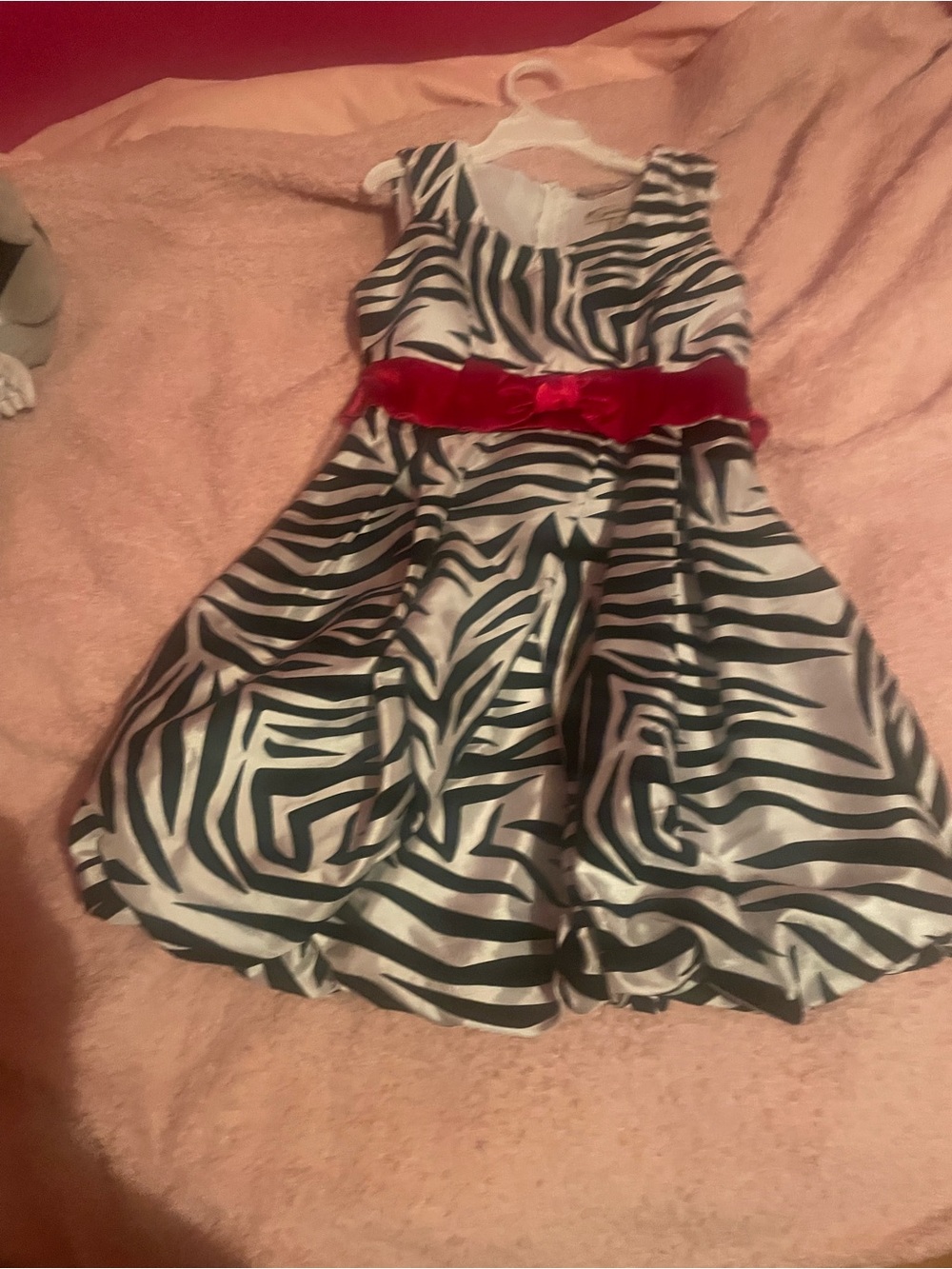 Speechless Black and White Zebra Print Dress with Red Velvet Sash